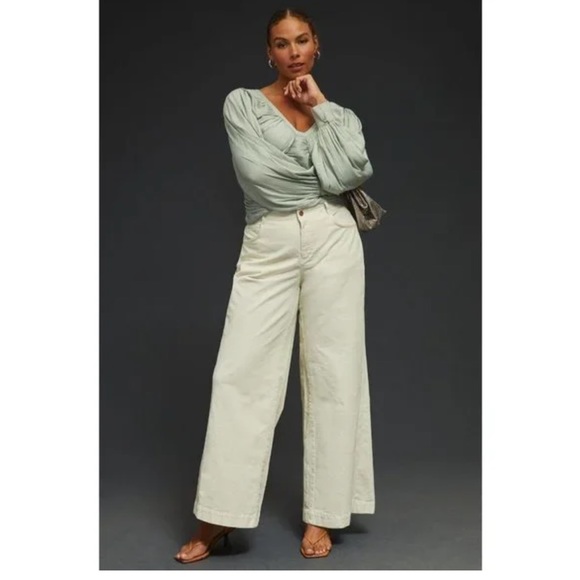 Pilcro Gwen Wide Leg Trousers. Size 32. Corduroy. NWT. Off white/cream - Picture 1 of 7